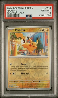 2024 Pokemon Paf En-paldean Fates 018 Pikachu Reverse Holo PSA 10