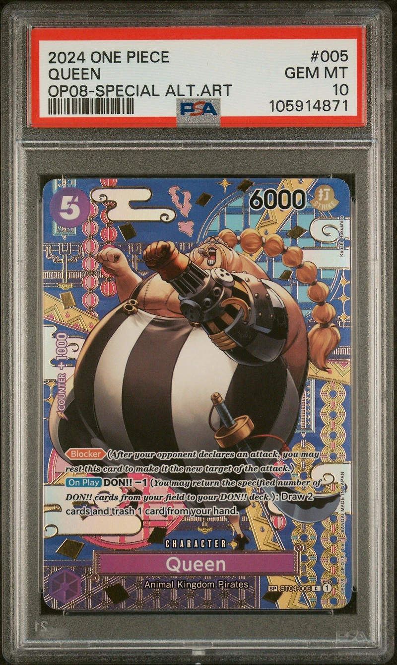 2024 One Piece Op08-two Legends 005 Queen Special Alternate Art PSA 10