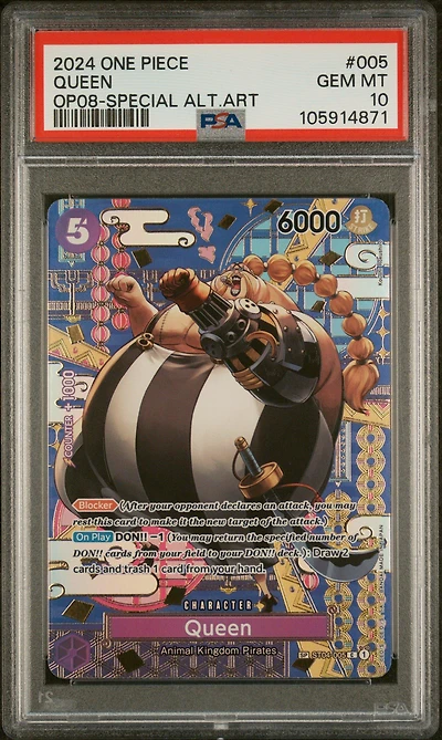 2024 One Piece Op08-two Legends 005 Queen Special Alternate Art PSA 10
