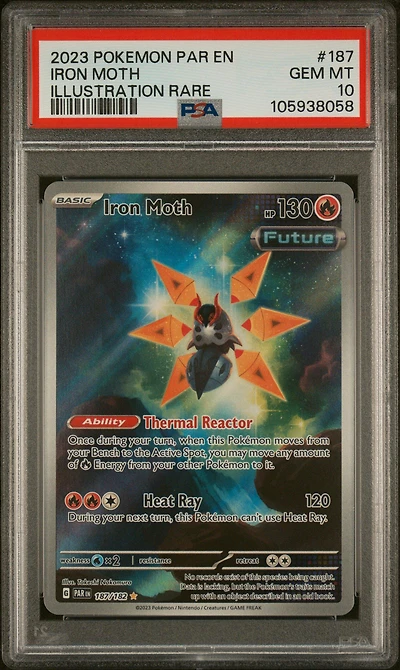 2023 Pokemon Par En-paradox Rift 187 Iron Moth Illustration Rare PSA