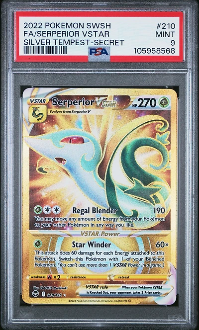 2022 Pokemon Sword & Shield Silver Tempest Full Art/serperior Vstar Secret PSA