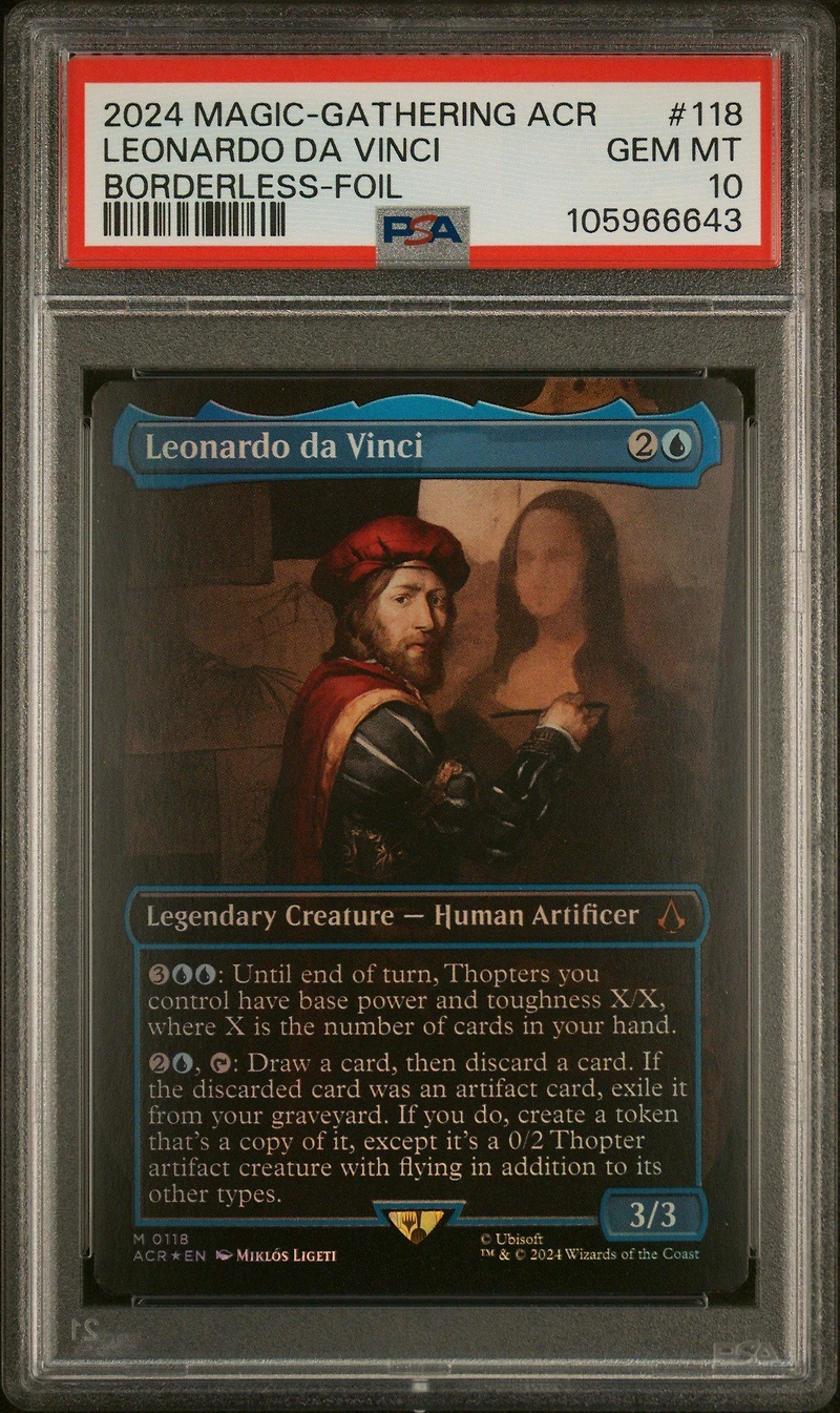 2024 Magic The Gathering Assassin's Creed 118 Leonardo Da Vinci Borderless-foil PSA 10