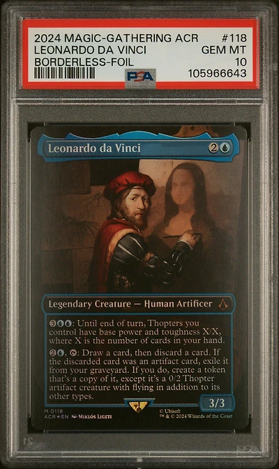 2024 Magic The Gathering Assassin's Creed 118 Leonardo Da Vinci Borderless-foil PSA 10