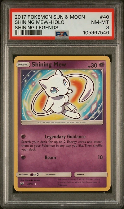 2017 Pokemon Sun & Moon Shining Legends 40 Shining Mew-holo PSA