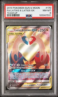 2019 Pokemon Sun & Moon Team Up 170 Full Art/latias & Latios Gx PSA