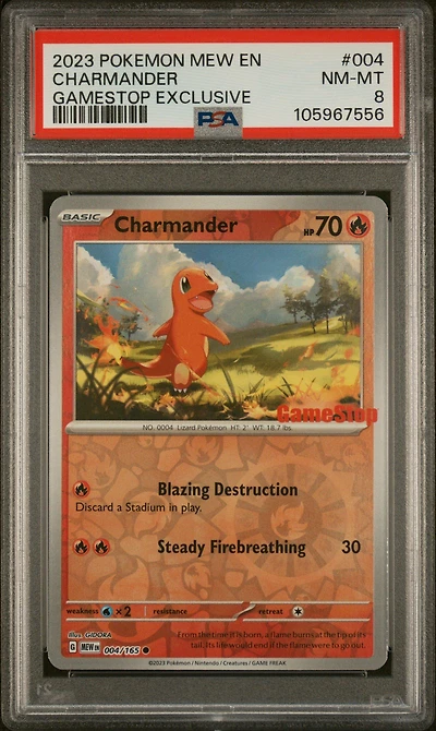 2023 Pokemon Mew En-151 004 Charmander Gamestop Exclusive PSA