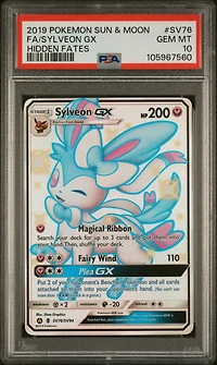 2019 Pokemon Sun & Moon Hidden Fates Sv76 Full Art/sylveon Gx PSA