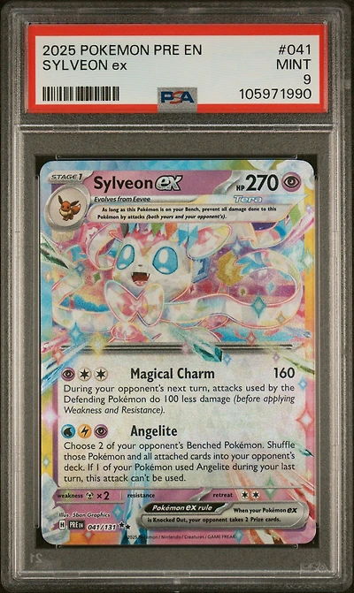 2025 Pokemon Pre En-prismatic Evolutions 041 Sylveon Ex PSA