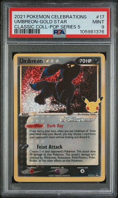 2021 Pokemon Celebrations Classic Collection 17 Umbreon-gold Star PSA