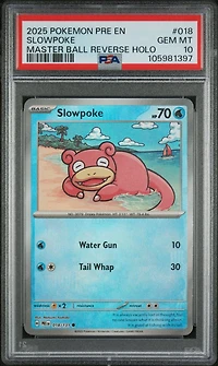 2025 Pokemon Pre En-prismatic Evolutions 018 Slowpoke Master Ball Reverse Holo PSA
