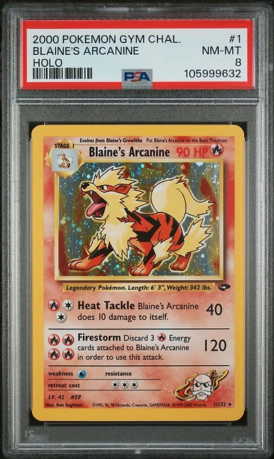 2000 Pokemon Gym Challenge 1 Blaine's Arcanine Holo PSA