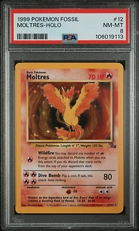1999 Pokemon Fossil 12 Moltres-holo PSA