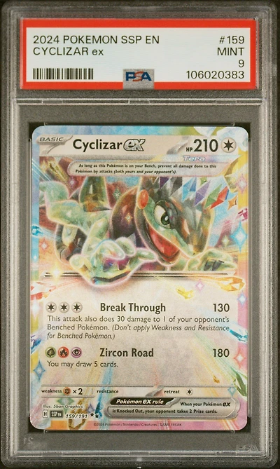 2024 Pokemon Ssp En-surging Sparks 159 Cyclizar Ex PSA 9