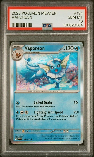 2023 Pokemon Mew En-151 134 Vaporeon PSA