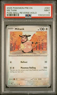 2025 Pokemon Pre En-prismatic Evolutions 081 Miltank Poke Ball Reverse Holo PSA 9