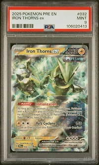 2025 Pokemon Pre En-prismatic Evolutions 032 Iron Thorns Ex PSA 9