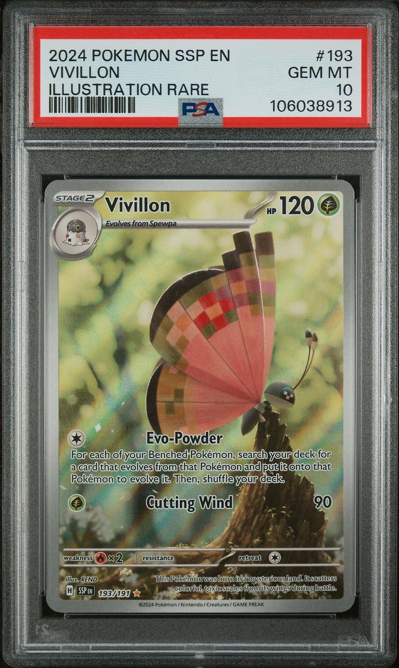 2024 Pokemon Ssp En-surging Sparks 193 Vivillon Illustration Rare PSA