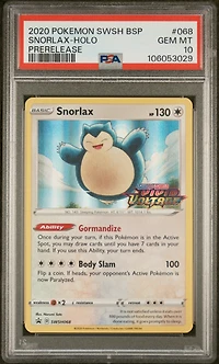 2020 Pokemon Swsh Black Star Promo 068 Snorlax-holo Prerelease PSA