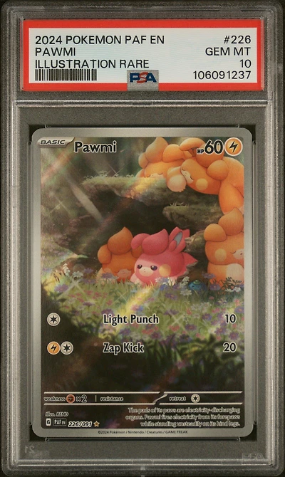 2024 Pokemon Paf En-paldean Fates 226 Pawmi Illustration Rare PSA 10
