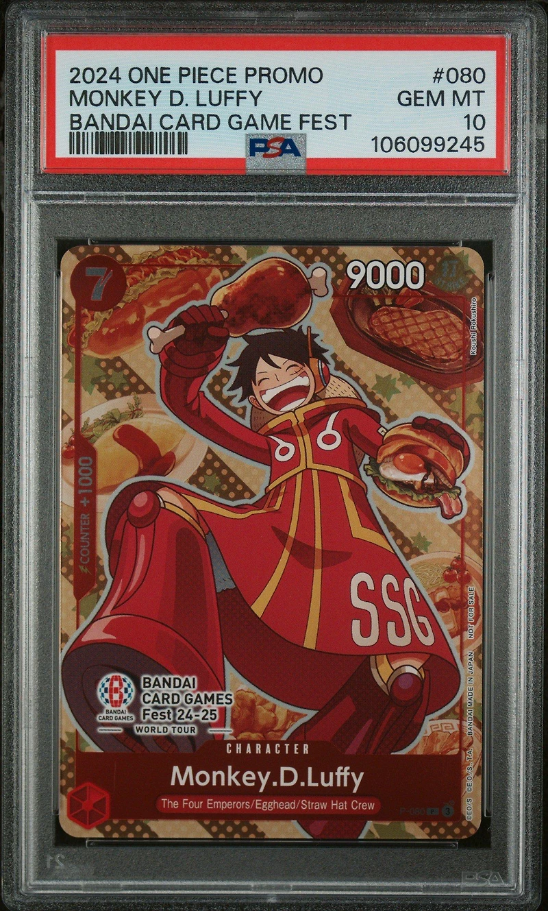 2024 One Piece Promos 080 Monkey D. Luffy Bandai Card Games Fest PSA 10
