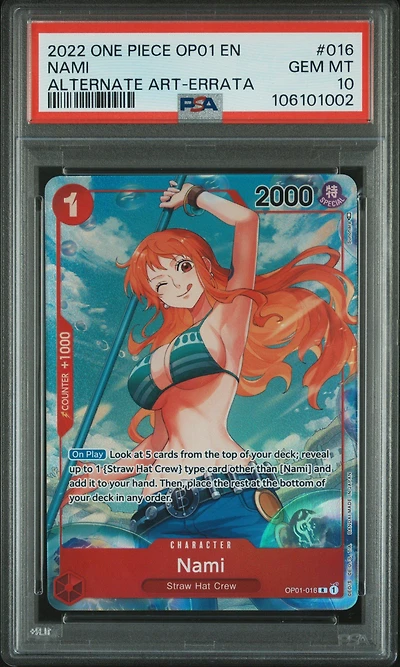 2022 One Piece Op01-romance Dawn 016 Nami Alternate Art-errata PSA 10