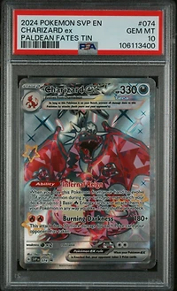 2024 Pokemon Svp En-sv Black Star Promo 074 Charizard Ex Paldean Fates Tin PSA