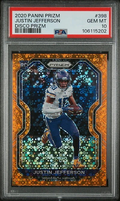 2020 Panini Prizm 398 Justin Jefferson Disco Prizm PSA 10