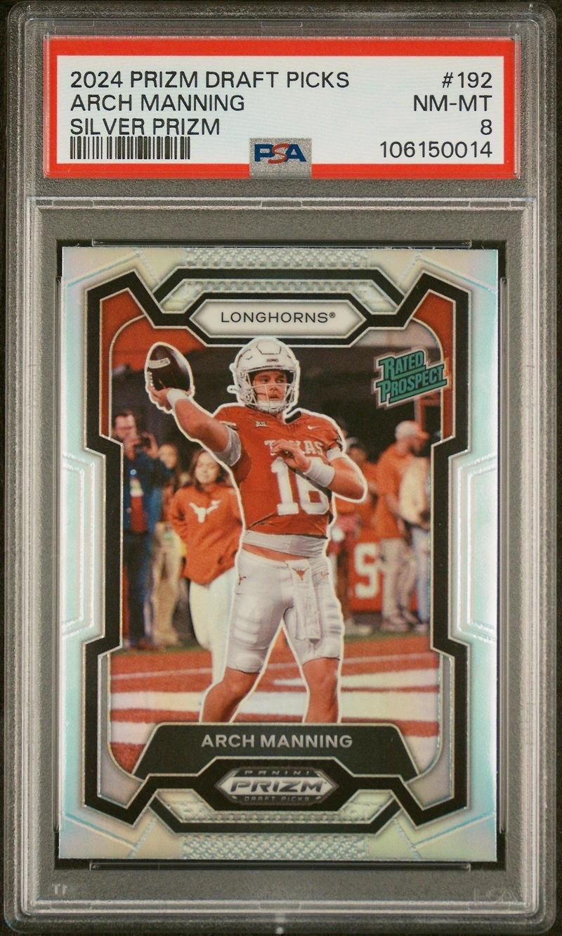 2024 Panini Prizm Draft Picks 192 Arch Manning Silver Prizm PSA 8