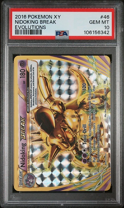 2016 Pokemon Xy Evolutions 46 Nidoking Break PSA