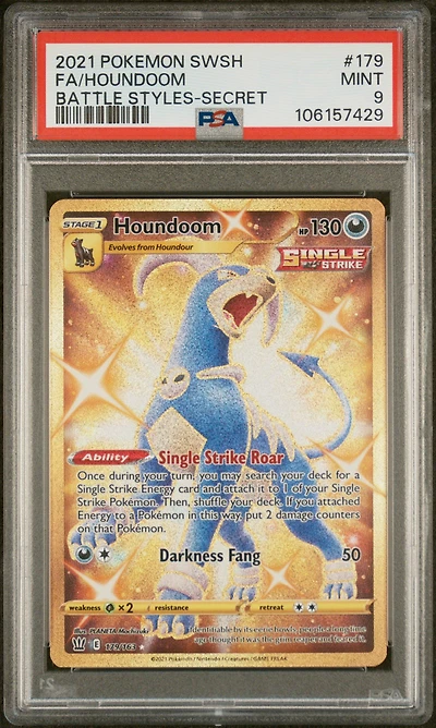 2021 Pokemon Sword & Shield Battle Styles 179 Full Art/houndoom Secret PSA