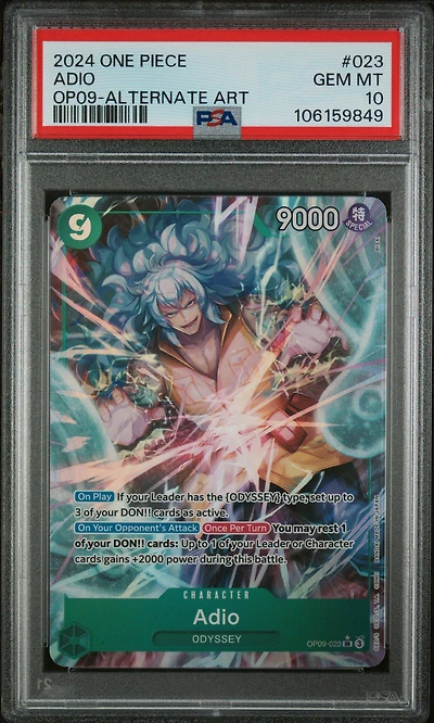 2024 One Piece Op09-emperors In The New World 023 Adio Alternate Art PSA 10