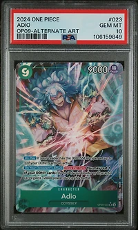 2024 One Piece Op09-emperors In The New World 023 Adio Alternate Art PSA 10