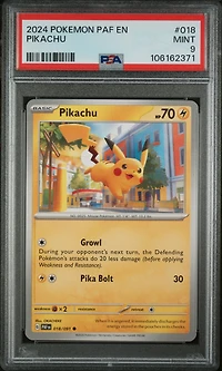2024 Pokemon Paf En-paldean Fates 018 Pikachu PSA 9