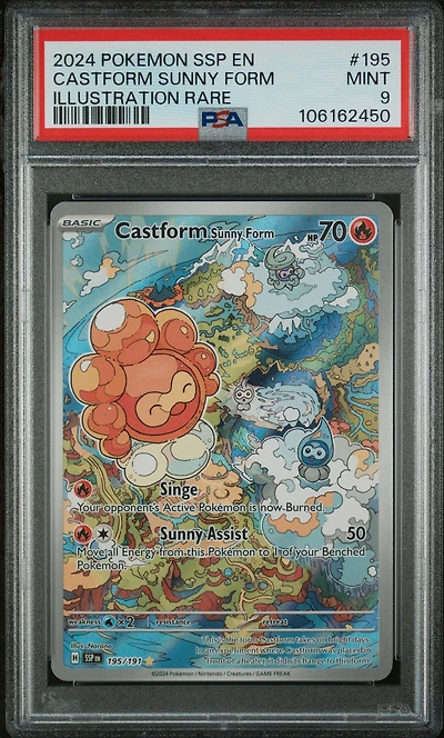 2024 Pokemon Ssp En-surging Sparks 195 Castform Sunny Form Illustration Rare PSA