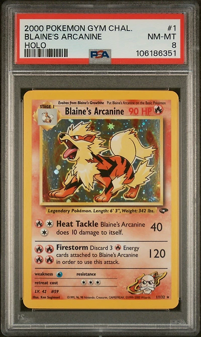 2000 Pokemon Gym Challenge 1 Blaine's Arcanine Holo PSA