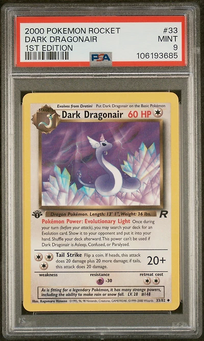 2000 Pokemon Rocket 33 Dark Dragonair 1st Edition PSA