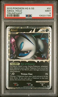 2010 Pokemon Heartgold & Soulsilver Triumphant 91 Absol-holo PSA 9