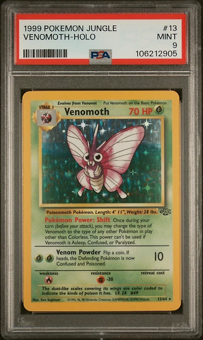 1999 Pokemon Jungle 13 Venomoth-holo PSA