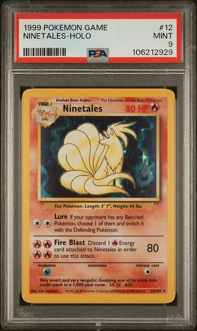 1999 Pokemon Game 12 Ninetales-holo PSA