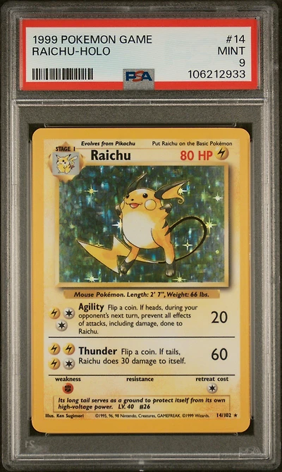 1999 Pokemon Game 14 Raichu-holo PSA