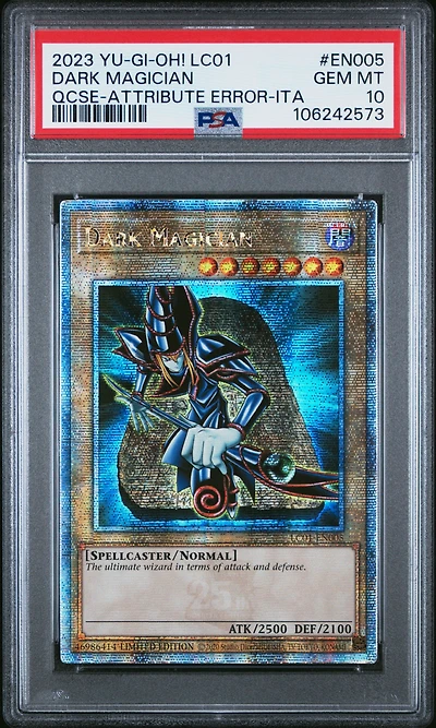 2023 Yu-gi-oh! Lc01-legendary Collection: 25th Anniversary Edition En005 Dark Magician Quarter Century Secret Rare-attribute Error-italian PSA