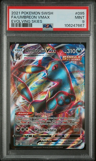 2021 Pokemon Sword & Shield Evolving Skies 095 Full Art/umbreon Vmax PSA