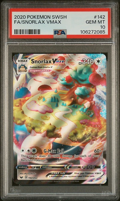 2020 Pokemon Sword & Shield 142 Full Art/snorlax Vmax PSA