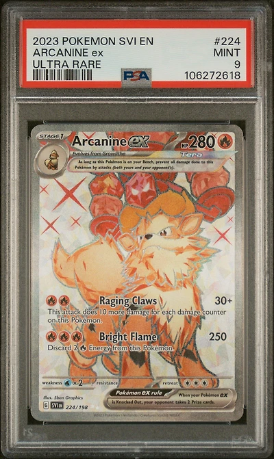 2023 Pokemon Svi En-scarlet & Violet 224 Arcanine Ex Ultra Rare PSA