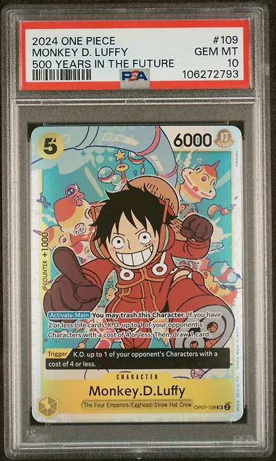2024 One Piece Op07-500 Years In The Future 109 Monkey D. Luffy PSA 10