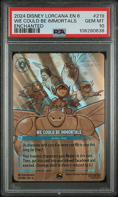 2024 Disney Lorcana En 6-azurite Sea 219 We Could Be Immortals Enchanted PSA 10