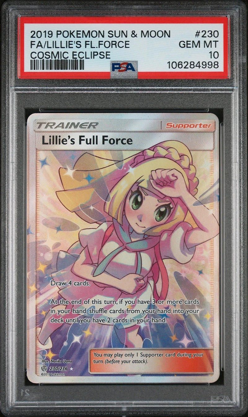 2019 Pokemon Sun & Moon Cosmic Eclipse 230 Full Art/lillie's Full Force PSA