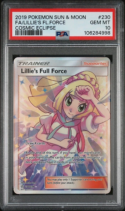 2019 Pokemon Sun & Moon Cosmic Eclipse 230 Full Art/lillie's Full Force PSA