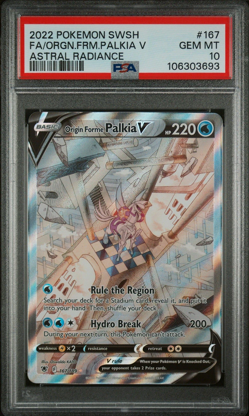 2022 Pokemon Sword & Shield Astral Radiance 167 Full Art/origin Forme Palkia V PSA