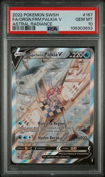 2022 Pokemon Sword & Shield Astral Radiance 167 Full Art/origin Forme Palkia V PSA